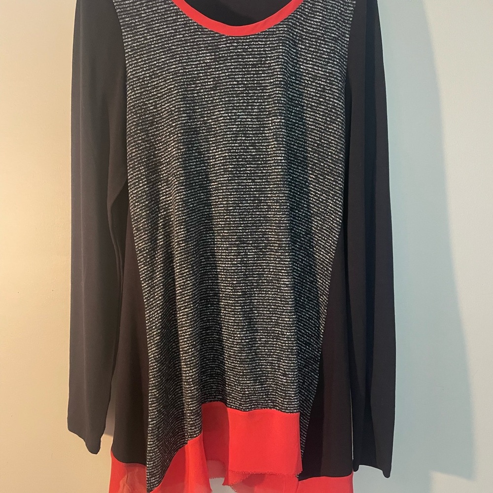 Patrizia Luca Elegant Black and Red Women's Top